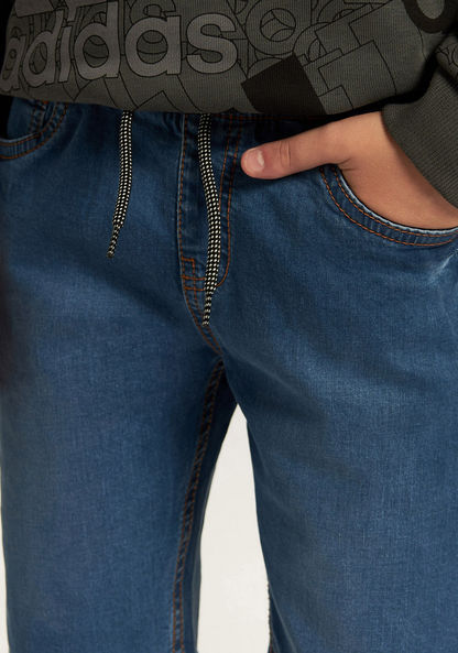 Juniors Denim Shorts with Pocket Detail and Drawstring Closure-Shorts-image-1