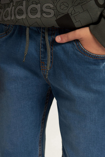Juniors Denim Shorts with Pocket Detail and Drawstring Closure