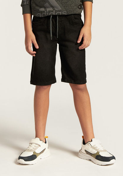 Juniors Denim Shorts with Pocket Detail and Drawstring Closure-Shorts-image-0