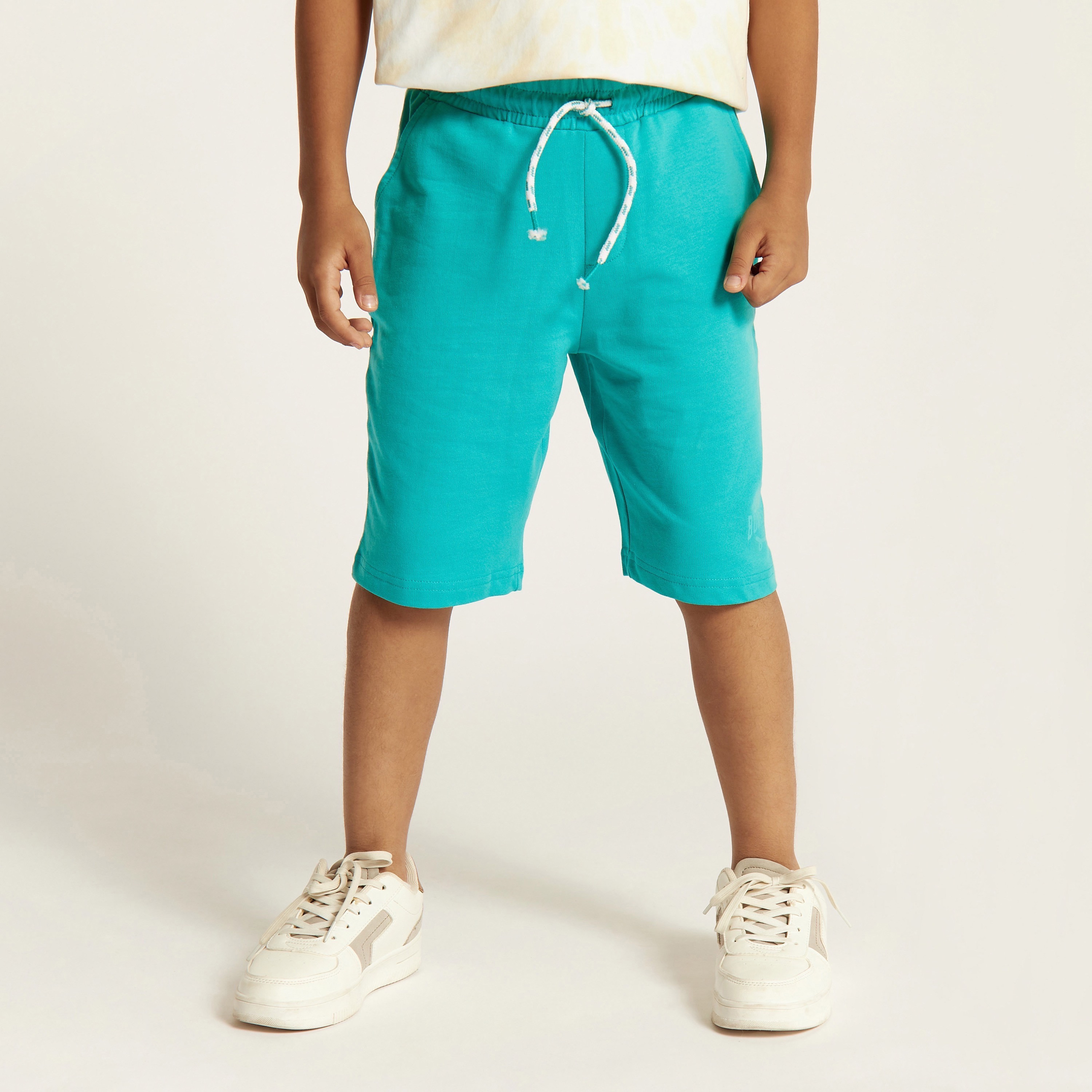 Juniors Solid Shorts with Drawstring Closure and Pockets-boys-clothing-bottoms-shorts-image-2