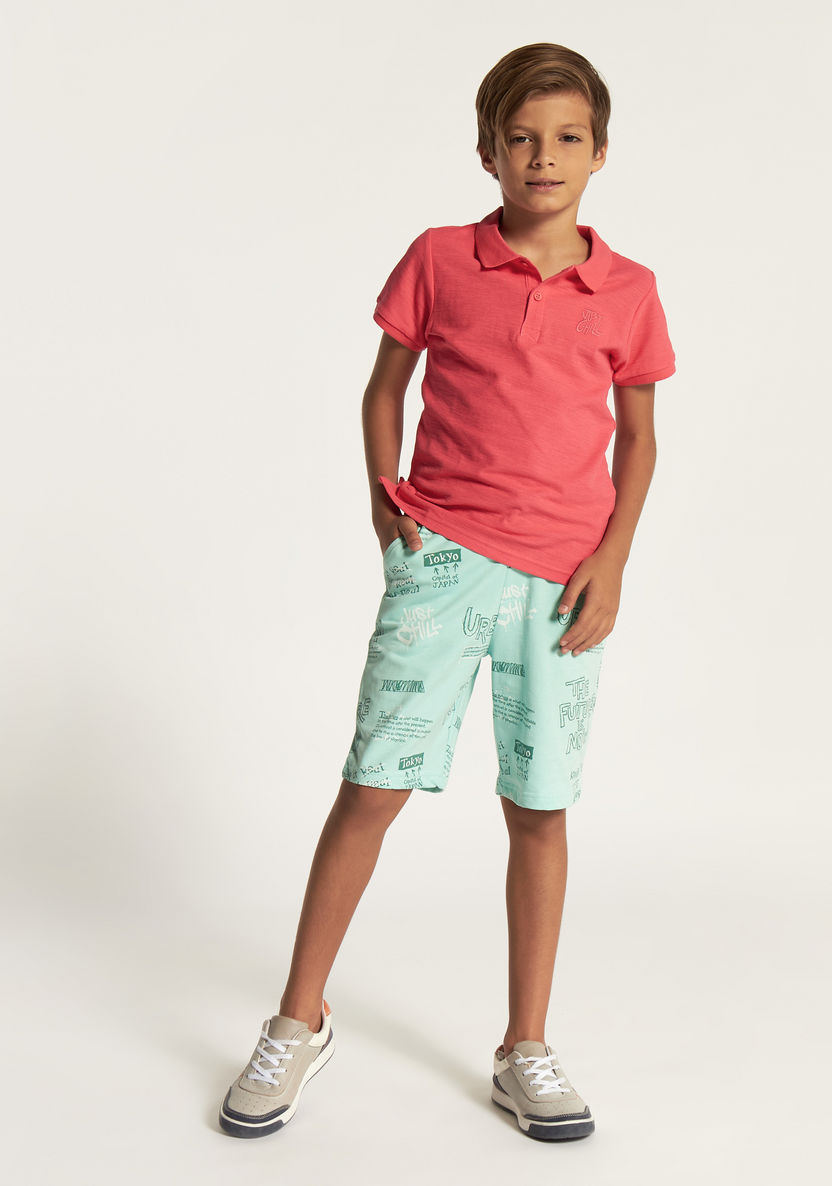 Juniors All Over Print Mid-Rise Shorts with Drawstring Closure and Pockets-Shorts-image-1