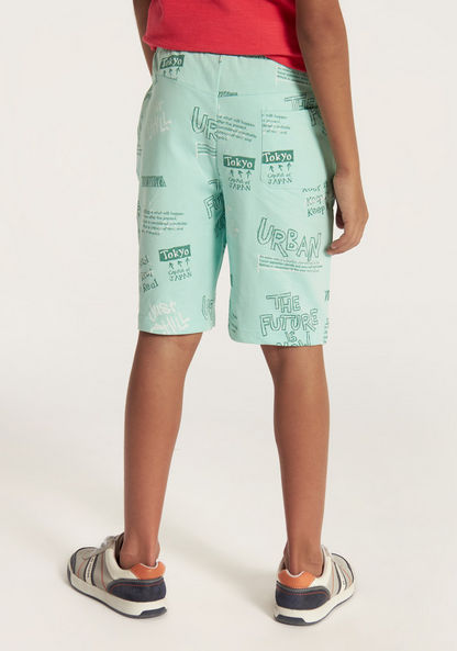 Juniors All Over Print Mid-Rise Shorts with Drawstring Closure and Pockets