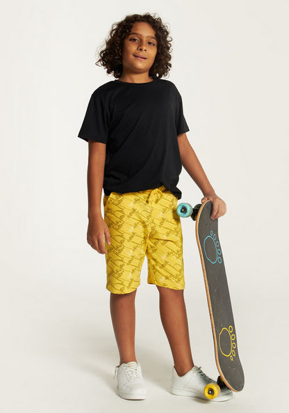 Juniors Skate Board Print Shorts with Drawstring Closure and Pockets-Shorts-image-0