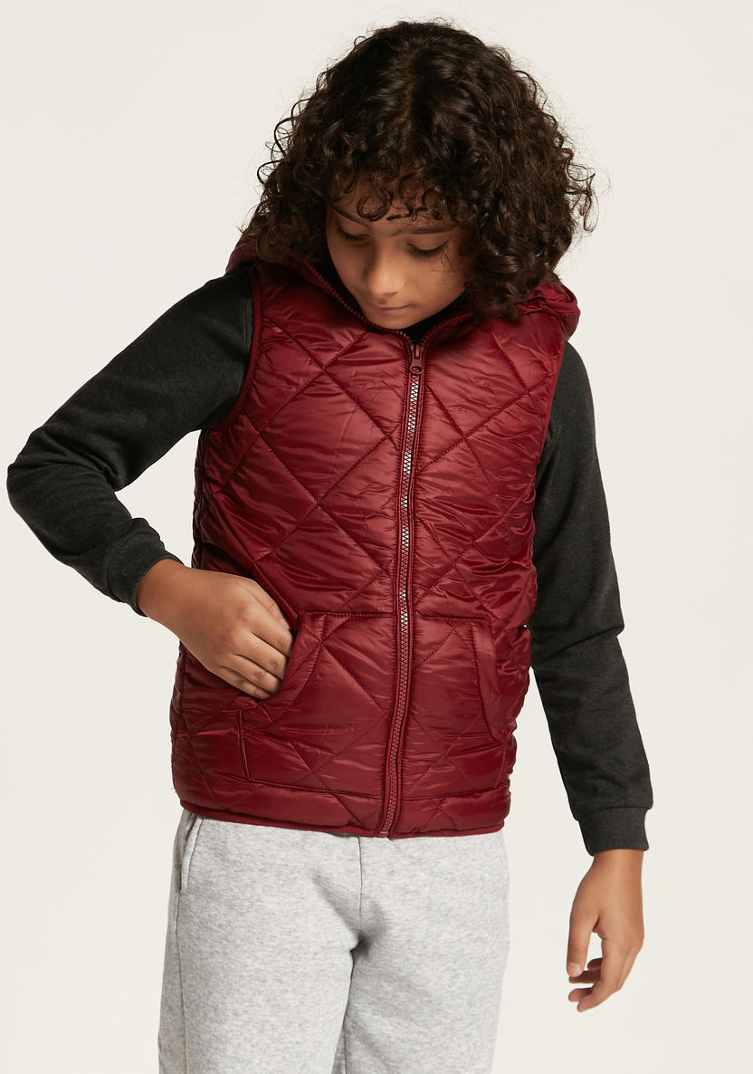Juniors Quilted Sleeveless Gilet with Zip Closure-Coats and Jackets-image-1