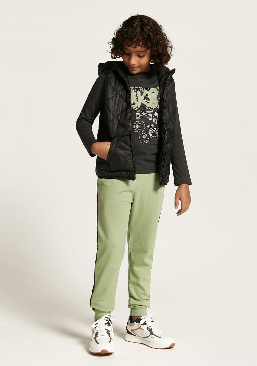 Juniors Quilted Gilet with Hood and Kangaroo Pockets-Coats and Jackets-image-1