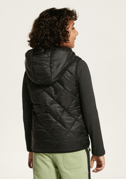 Juniors Quilted Gilet with Hood and Kangaroo Pockets
