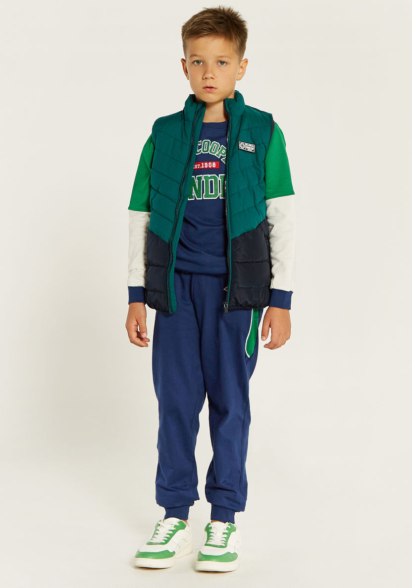 Juniors Colourblock Gilet with Stand Neck and Pockets-Coats and Jackets-image-0