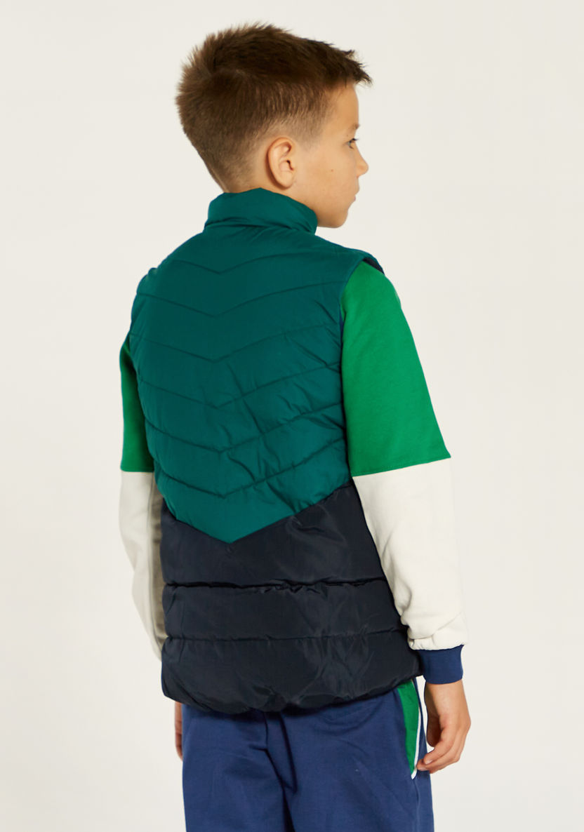 Juniors Colourblock Gilet with Stand Neck and Pockets-Coats and Jackets-image-3