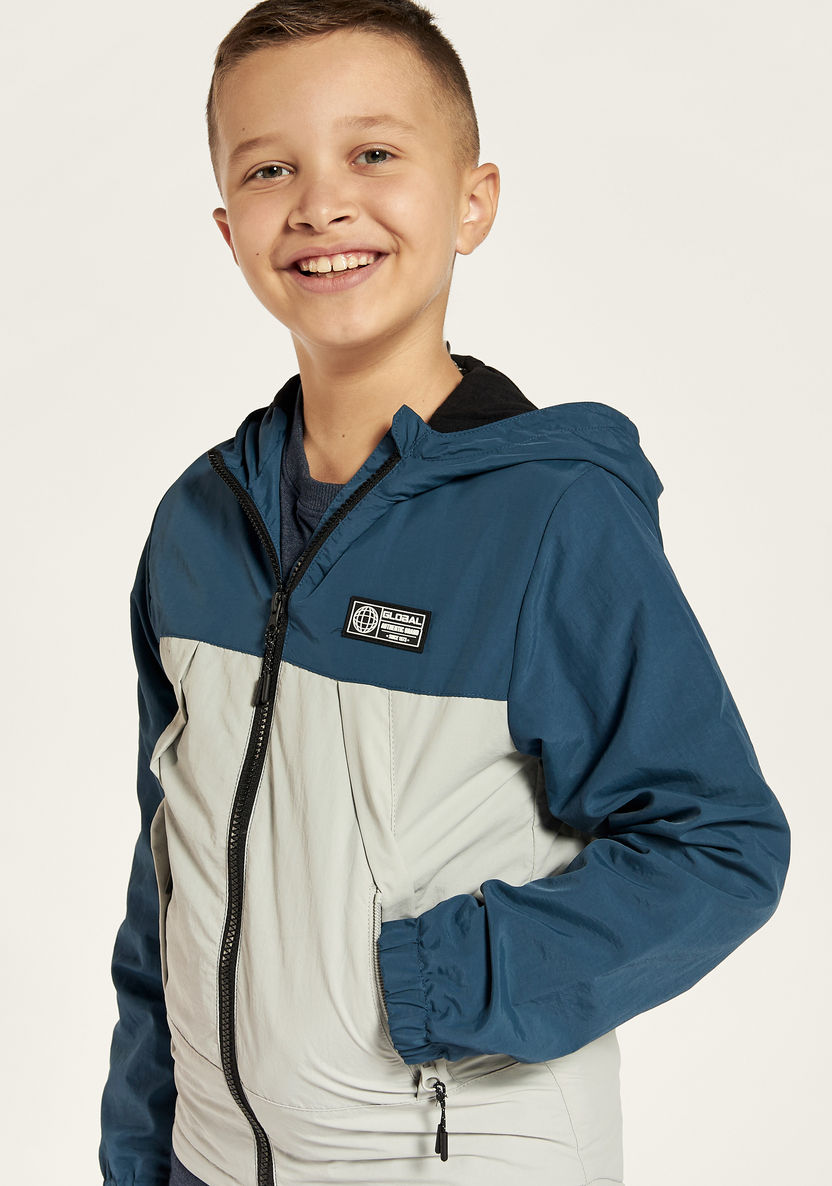 Juniors Colourblock Jacket with Hood and Zip Closure-Coats and Jackets-image-2