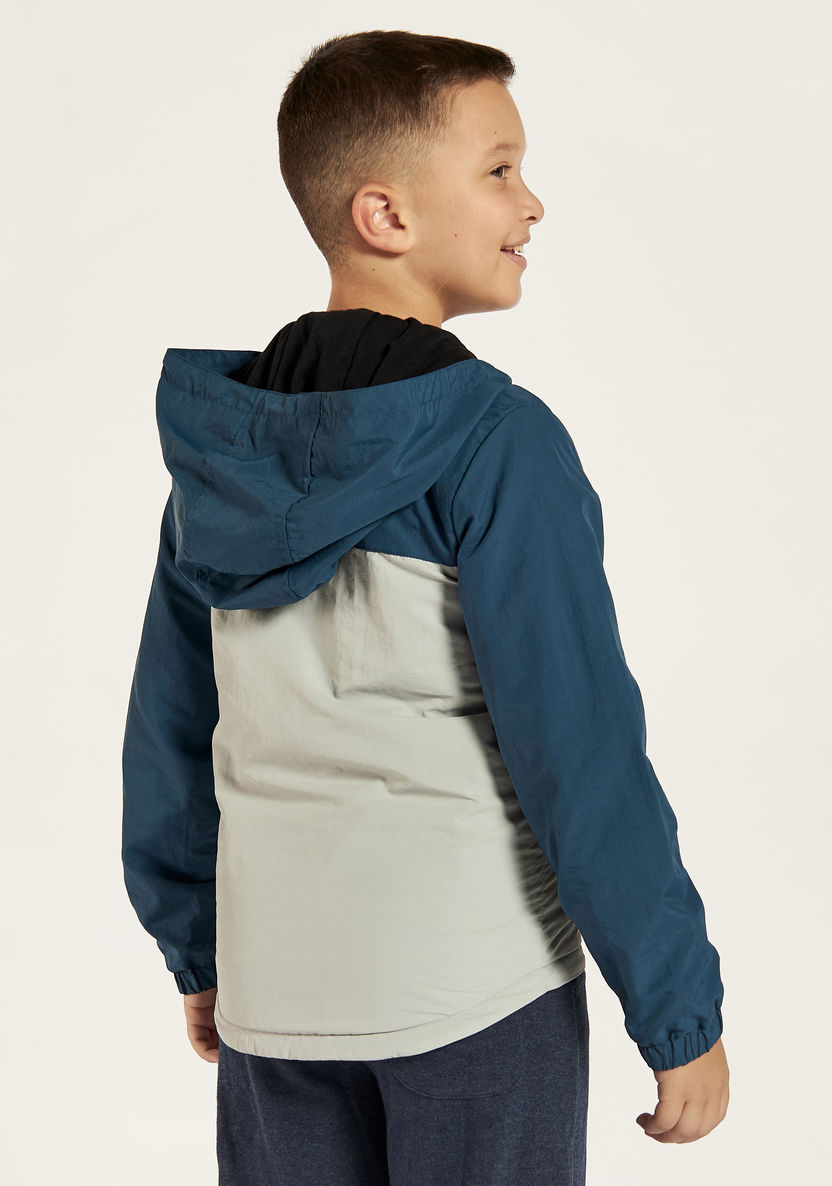 Juniors Colourblock Jacket with Hood and Zip Closure-Coats and Jackets-image-3