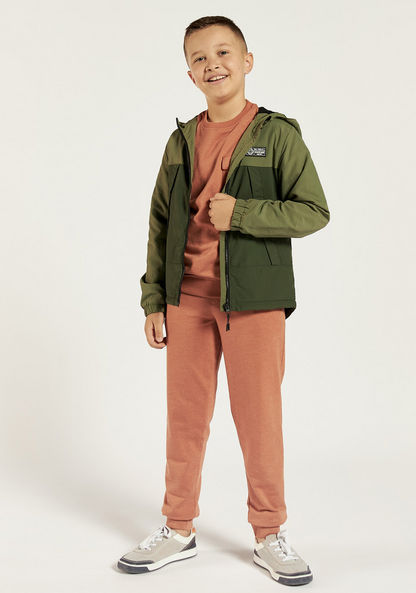 Juniors Colourblock Zip Through Jacket with Hood and Long Sleeves