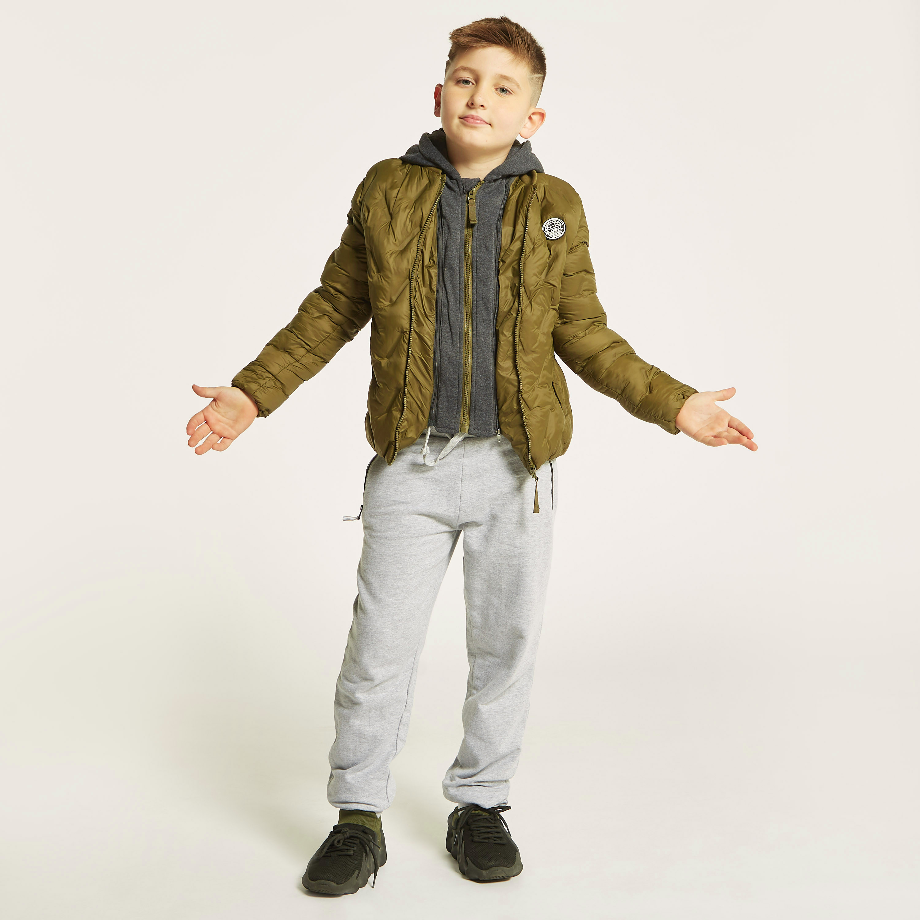 Buy Juniors Solid Puffer Jacket with Long Sleeves and Zip Closure Online Babyshop Kuwait