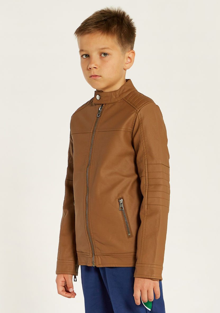 Juniors Solid Long Sleeves Jacket with Zip Closure-Coats and Jackets-image-1