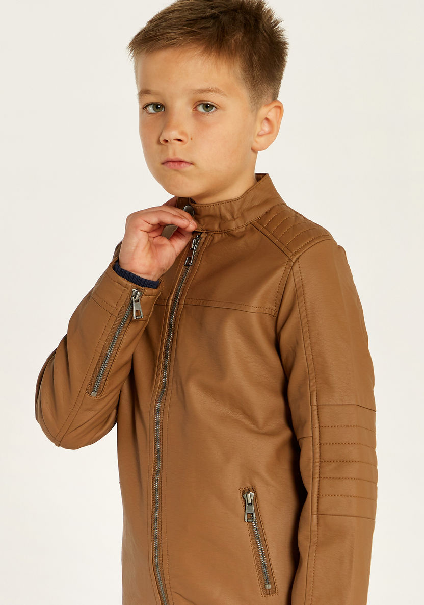 Juniors Solid Long Sleeves Jacket with Zip Closure-Coats and Jackets-image-2