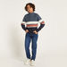 Juniors Striped Long Sleeves Sweater with High Neck and Half Zip Closure-Sweaters and Cardigans-thumbnail-0