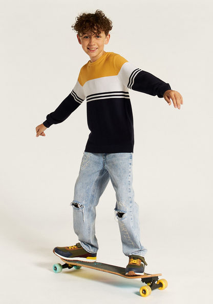 Juniors Striped Pullover with Long Sleeves-Sweaters and Cardigans-image-0
