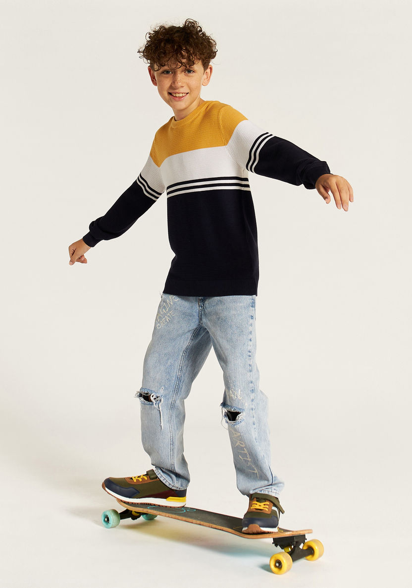 Juniors Striped Pullover with Long Sleeves-Sweaters and Cardigans-image-0