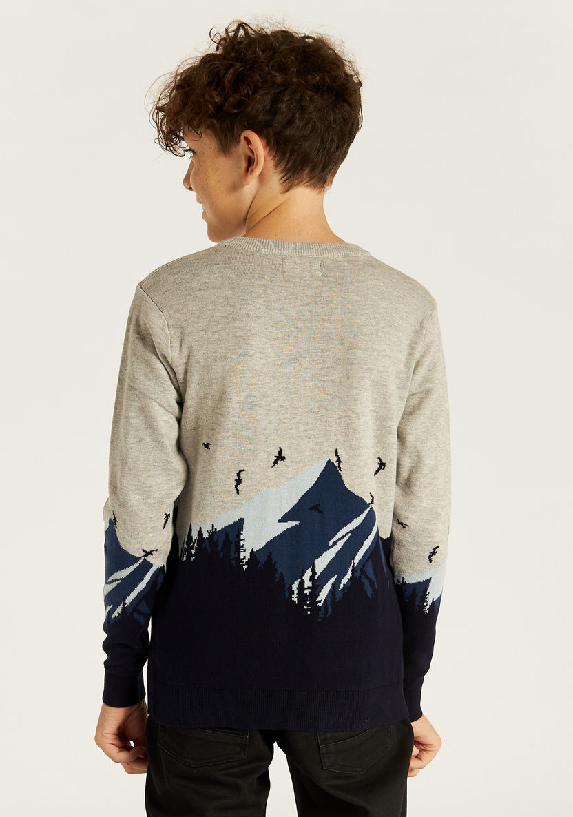 Juniors Printed Pullover with Long Sleeves-Sweaters and Cardigans-image-3