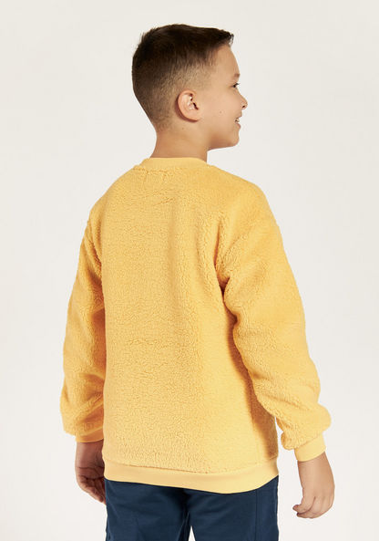 Juniors Textured Sweatshirt with Long Sleeves and Pocket Detail