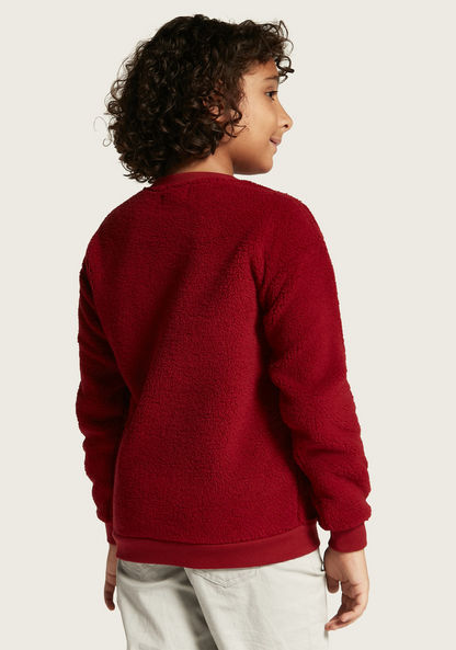 Juniors Textured Sweatshirt with Zipper Pocket and Long Sleeves-Sweatshirts-image-3