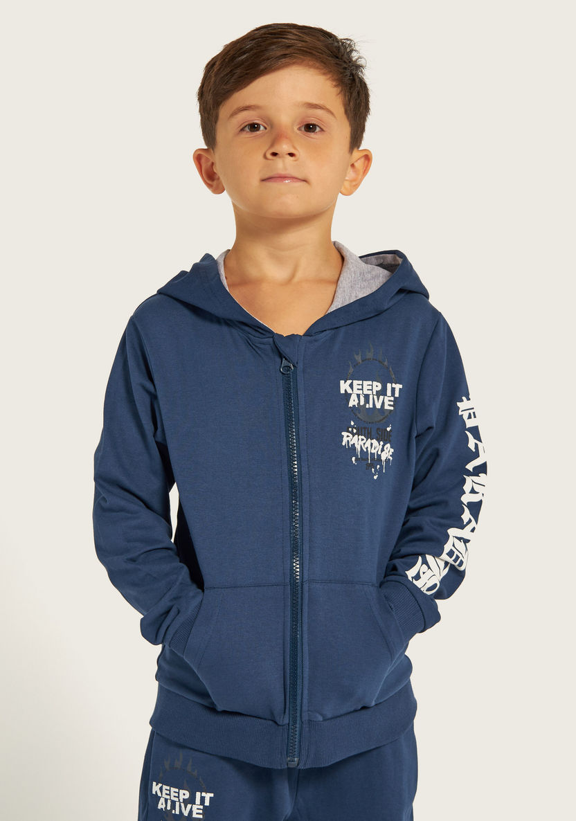 Juniors Printed Sweatshirt with Hood and Zip Closure-Sweatshirts-image-0
