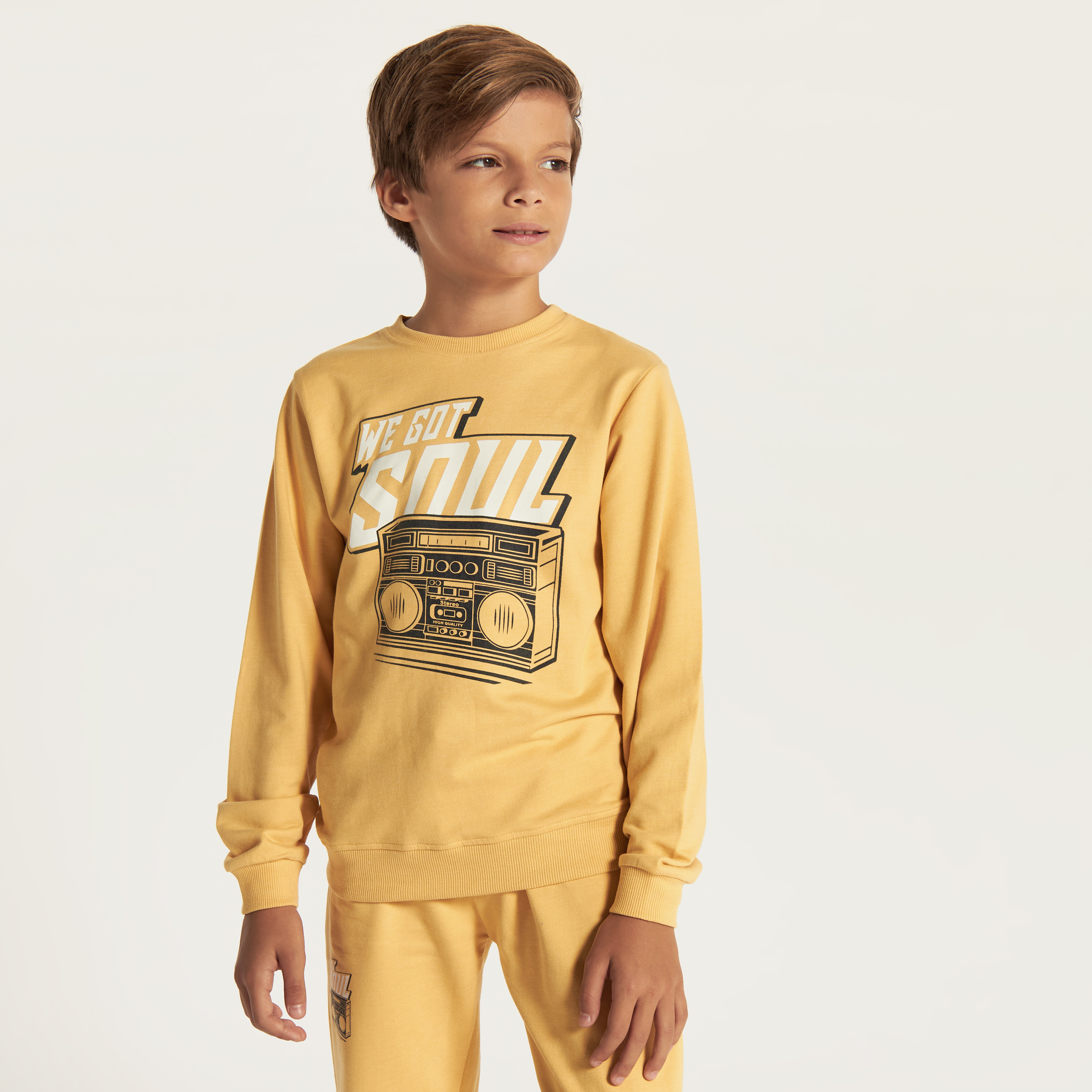 Juniors Printed Sweatshirt with Round Neck and Long Sleeves-boys-clothing-jumpersandcardigans-image-2