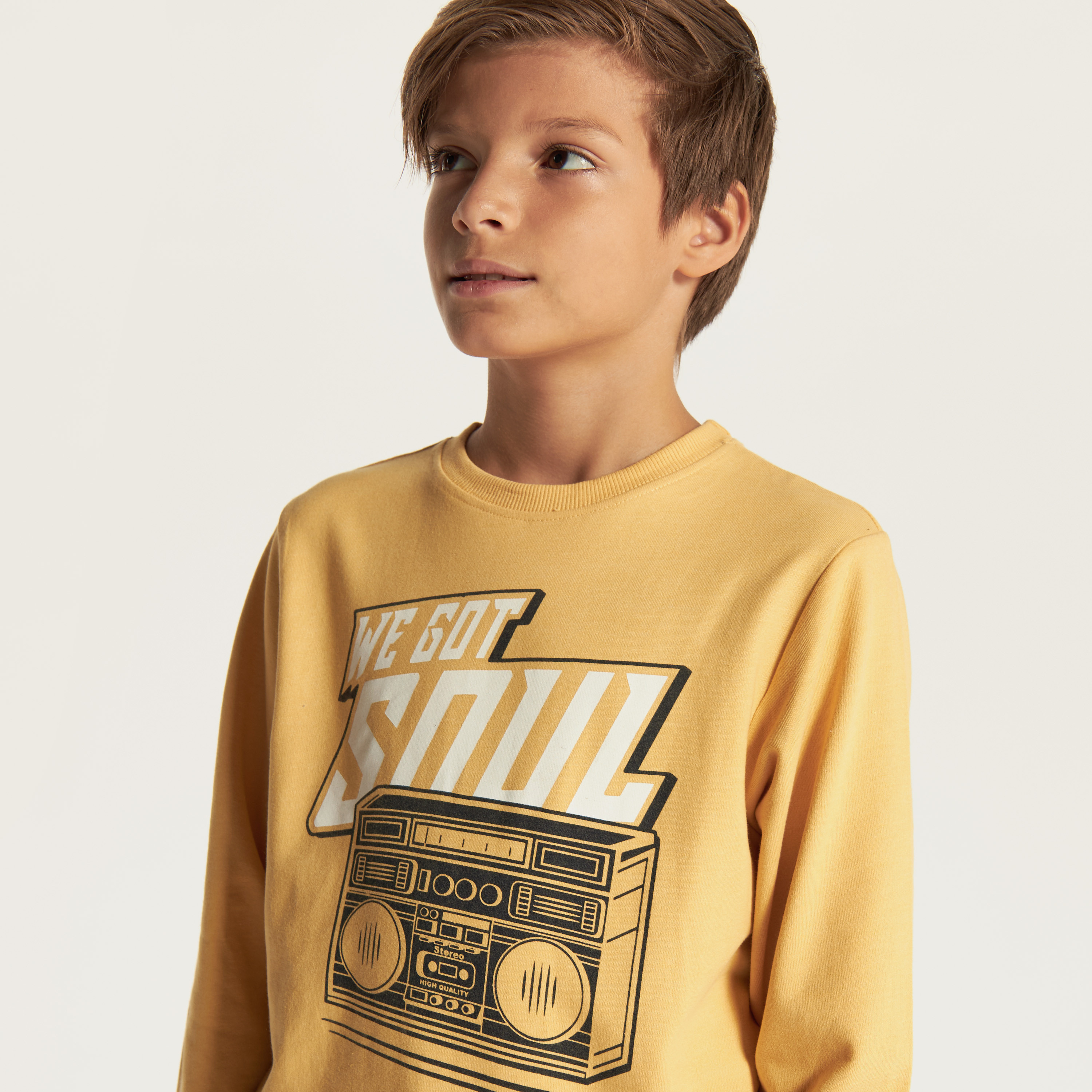 Juniors Printed Sweatshirt with Round Neck and Long Sleeves-boys-clothing-jumpersandcardigans-image-3