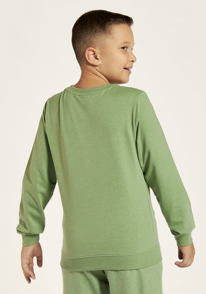Juniors Printed Crew Neck Sweatshirt with Long Sleeves-Sweatshirts-image-3