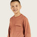 Juniors Solid Sweatshirt with Chest Pocket and Long Sleeves-Sweaters and Cardigans-thumbnailMobile-2