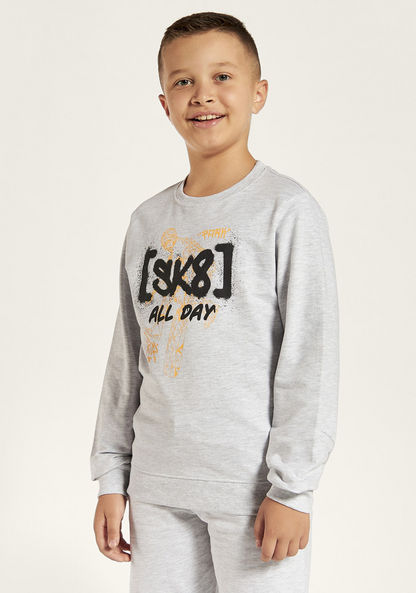 Juniors Printed Sweatshirt with Round Neck and Long Sleeves-Sweatshirts-image-1