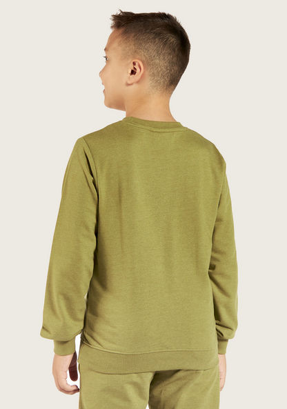 Juniors Solid Round Neck Sweatshirt with Long Sleeves and Pocket-Sweaters and Cardigans-image-3