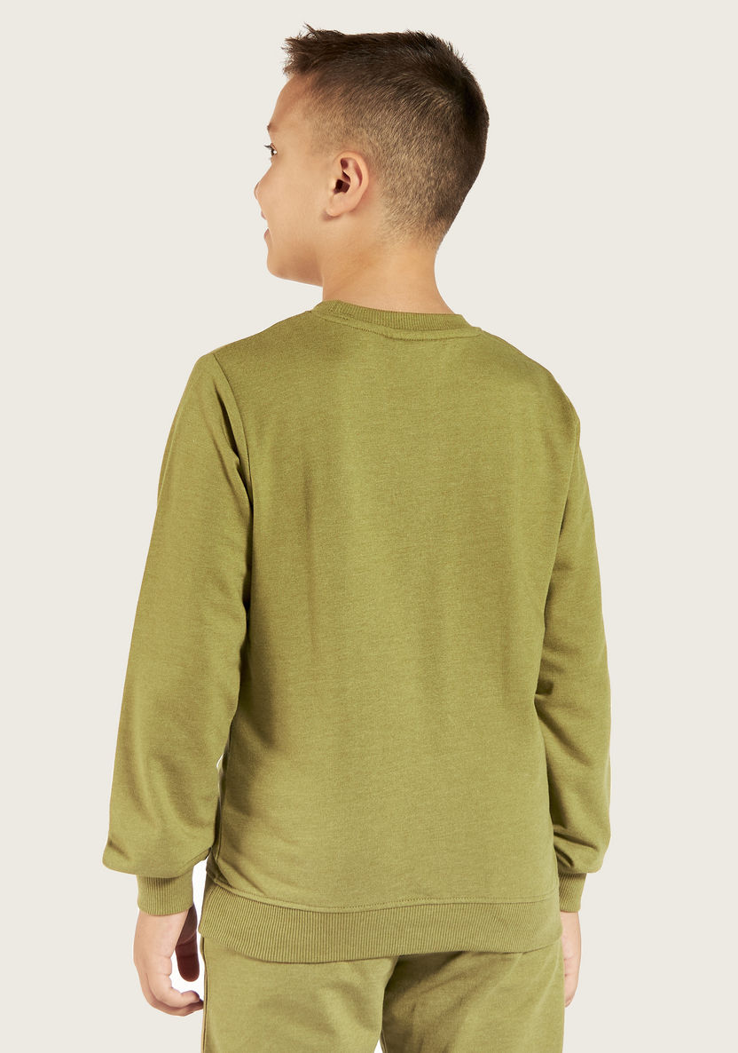 Juniors Solid Round Neck Sweatshirt with Long Sleeves and Pocket-Sweaters and Cardigans-image-3