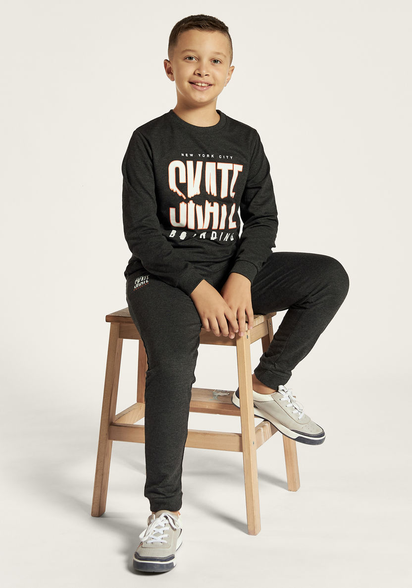 Juniors Printed Crew Neck Sweatshirt with Long Sleeves-Sweatshirts-image-1