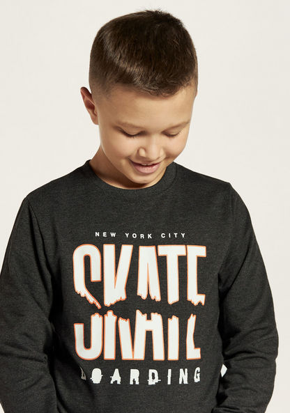 Juniors Printed Crew Neck Sweatshirt with Long Sleeves-Sweatshirts-image-2