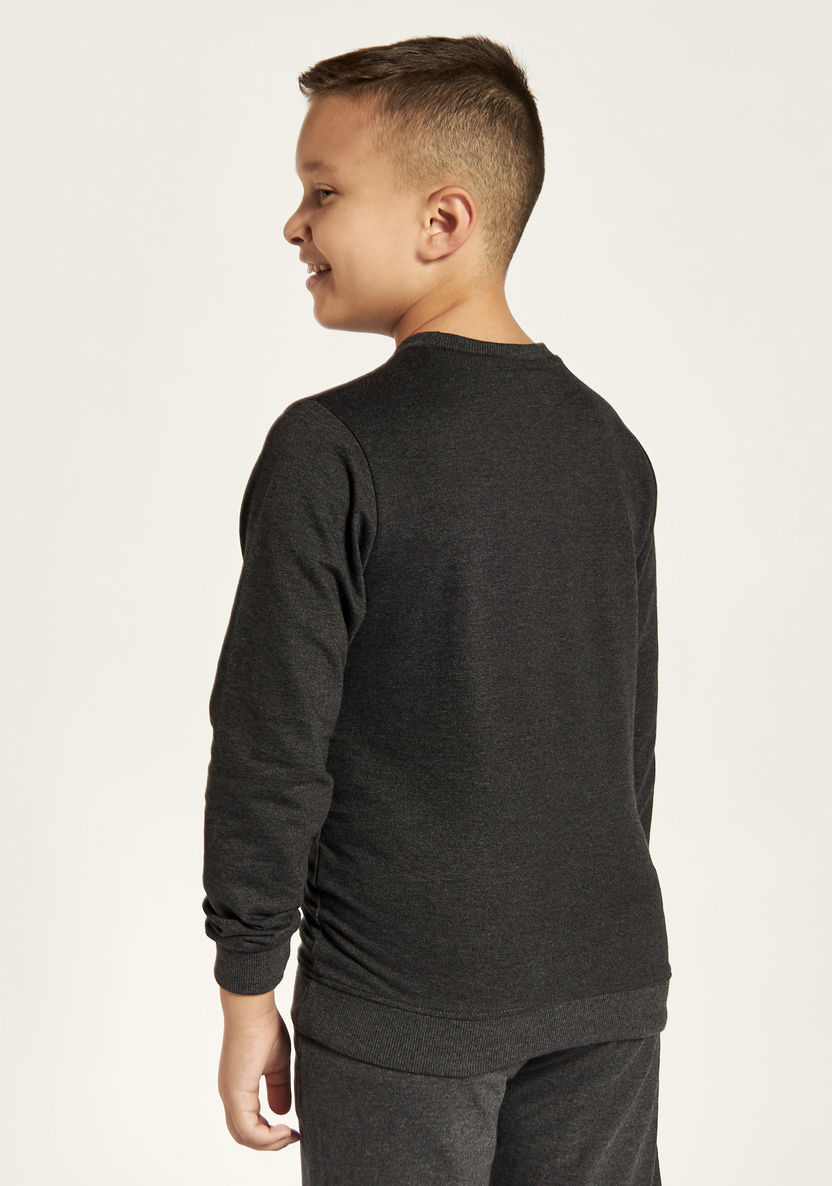 Juniors Printed Crew Neck Sweatshirt with Long Sleeves-Sweatshirts-image-3