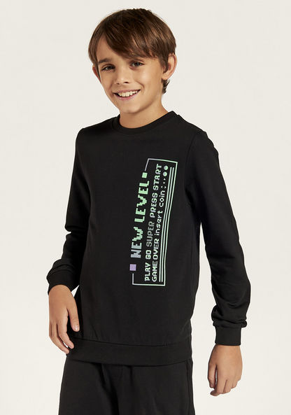 Juniors Printed Long Sleeves Sweatshirt with Crew Neck-Sweatshirts-image-1