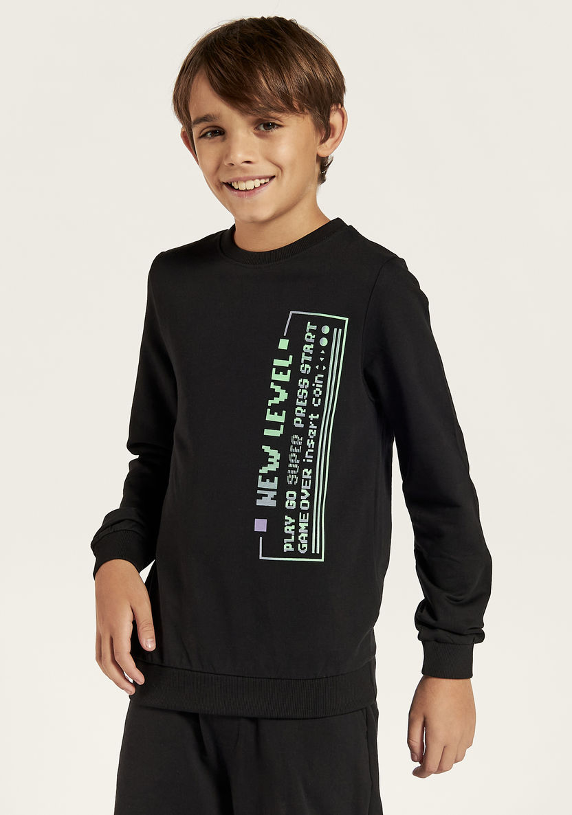 Juniors Printed Long Sleeves Sweatshirt with Crew Neck-Sweatshirts-image-1