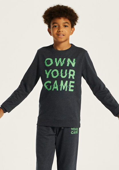 Juniors Printed Crew Neck Pullover with Long Sleeves-Sweatshirts-image-1