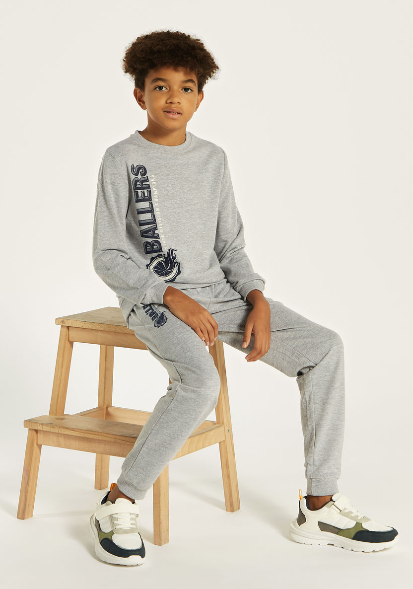 Juniors Printed Pullover with Round Neck and Long Sleeves-Sweatshirts-image-0