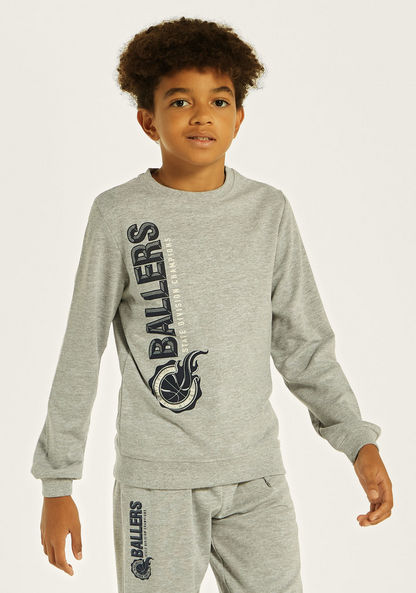 Juniors Printed Pullover with Round Neck and Long Sleeves-Sweatshirts-image-1