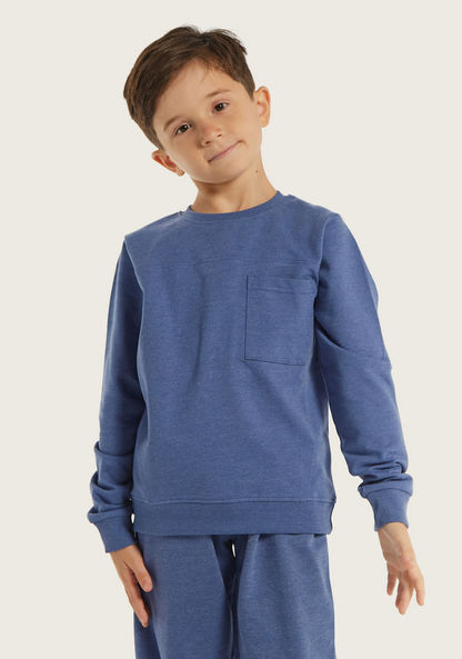 Juniors Solid Pullover with Crew Neck and Long Sleeves-Sweatshirts-image-0