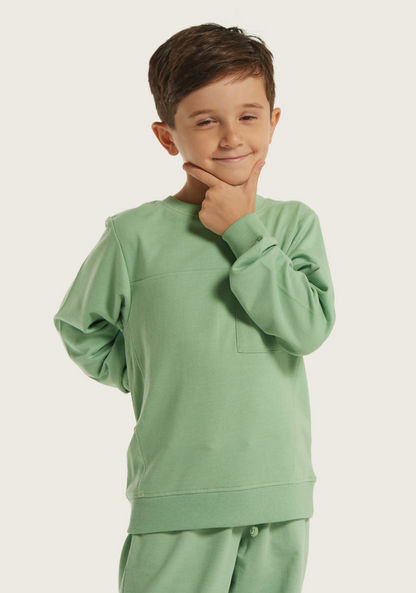 Juniors Solid Sweatshirt with Pocket and Long Sleeves-Sweatshirts-image-1