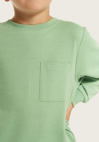 Juniors Solid Sweatshirt with Pocket and Long Sleeves-Sweatshirts-image-2