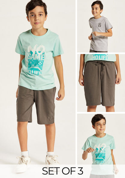 Juniors 3-Piece Printed T-shirts and Shorts Set