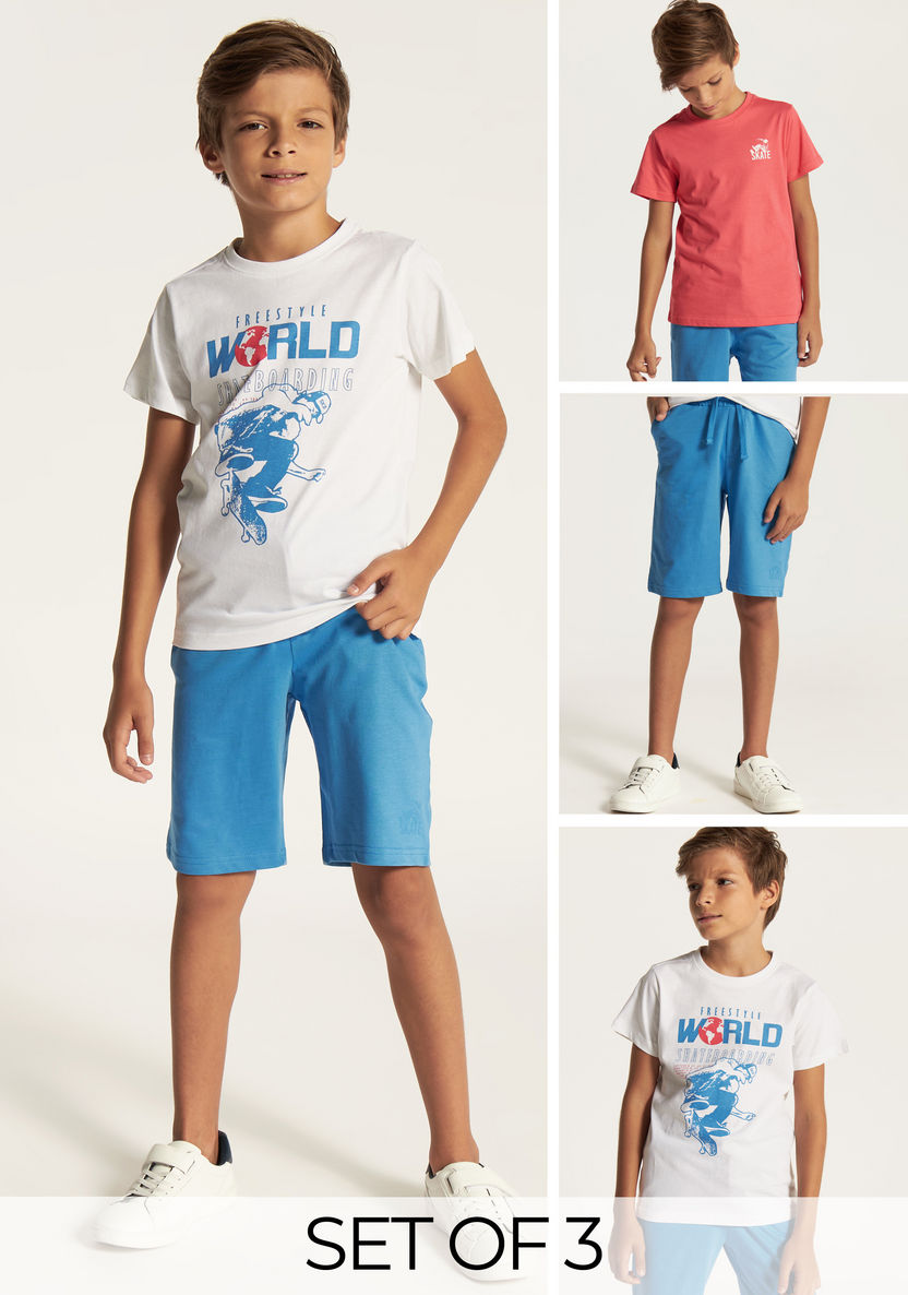 Juniors 3-Piece T-shirt and Shorts Set-Clothes Sets-image-0