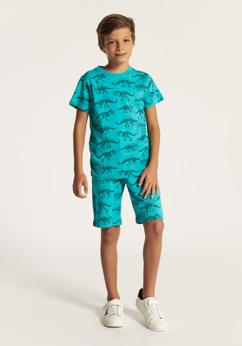 Juniors Dinosaur Print 3-Piece T-shirts and Shorts Set-Clothes Sets-image-1