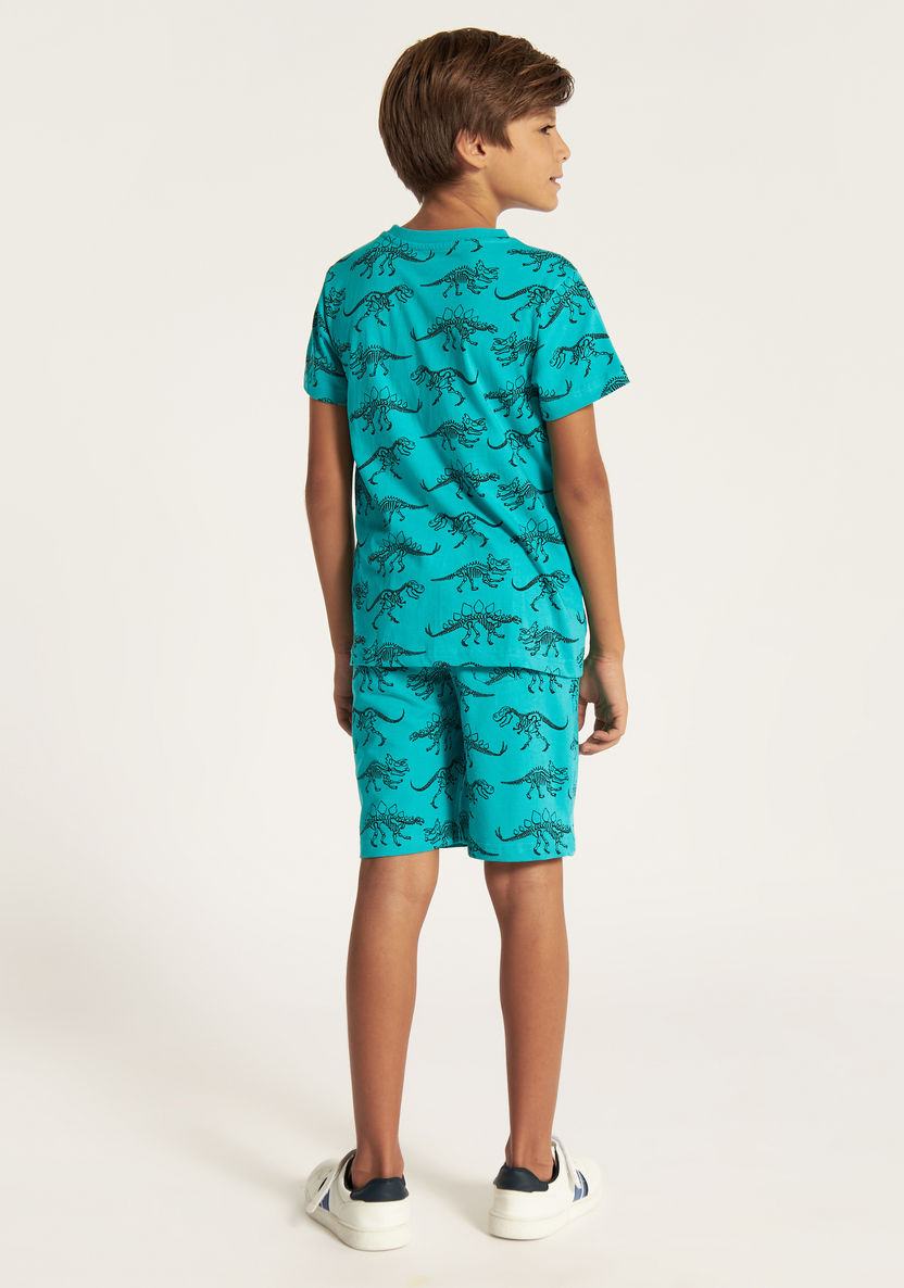 Juniors Dinosaur Print 3-Piece T-shirts and Shorts Set-Clothes Sets-image-4