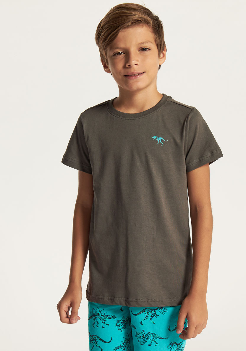 Juniors Dinosaur Print 3-Piece T-shirts and Shorts Set-Clothes Sets-image-6