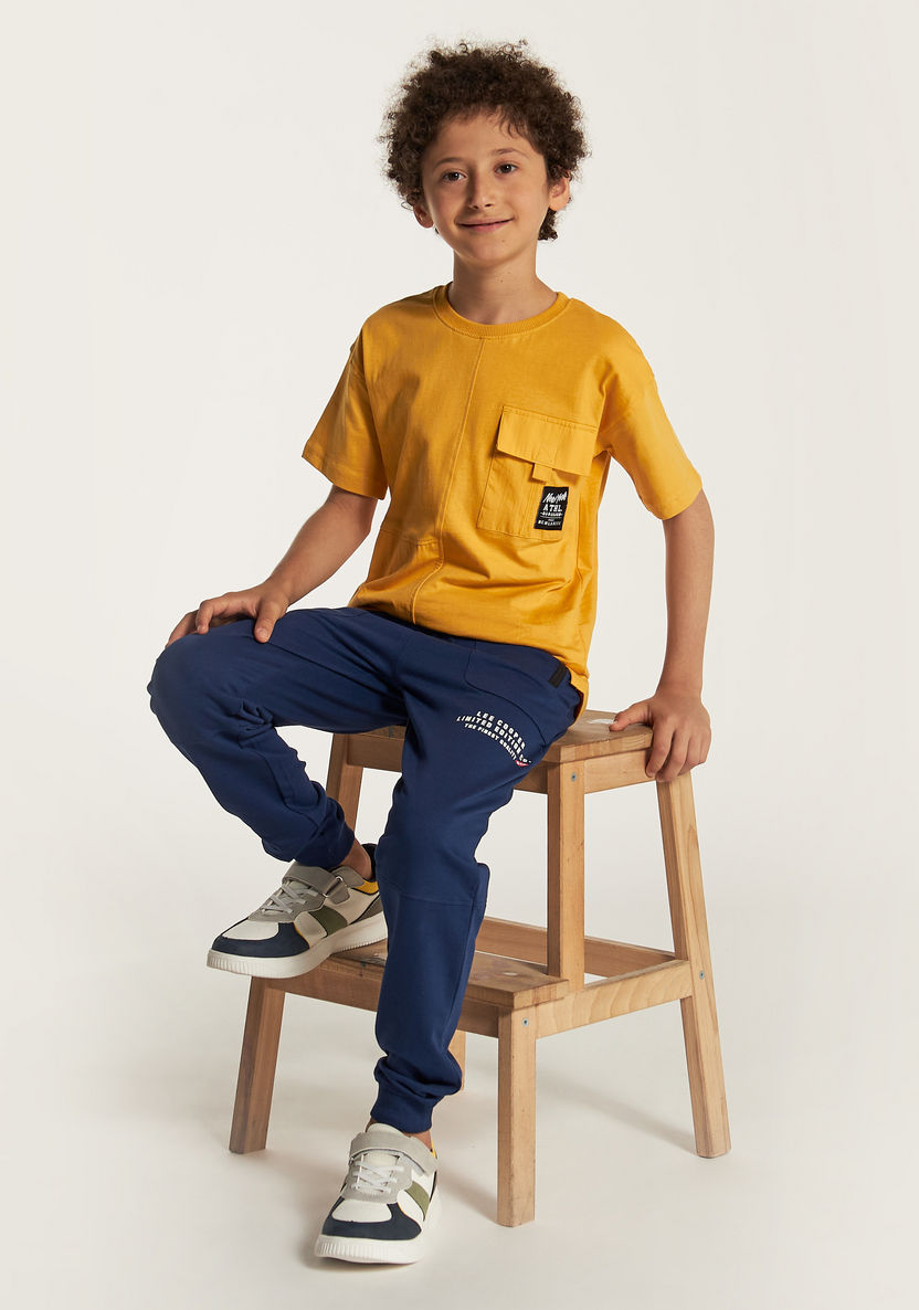Juniors Solid T-shirt with Crew Neck and Pocket-T Shirts-image-0
