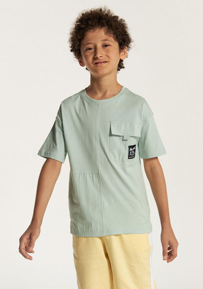 Juniors Solid T-shirt with Crew Neck and Pocket-T Shirts-image-2